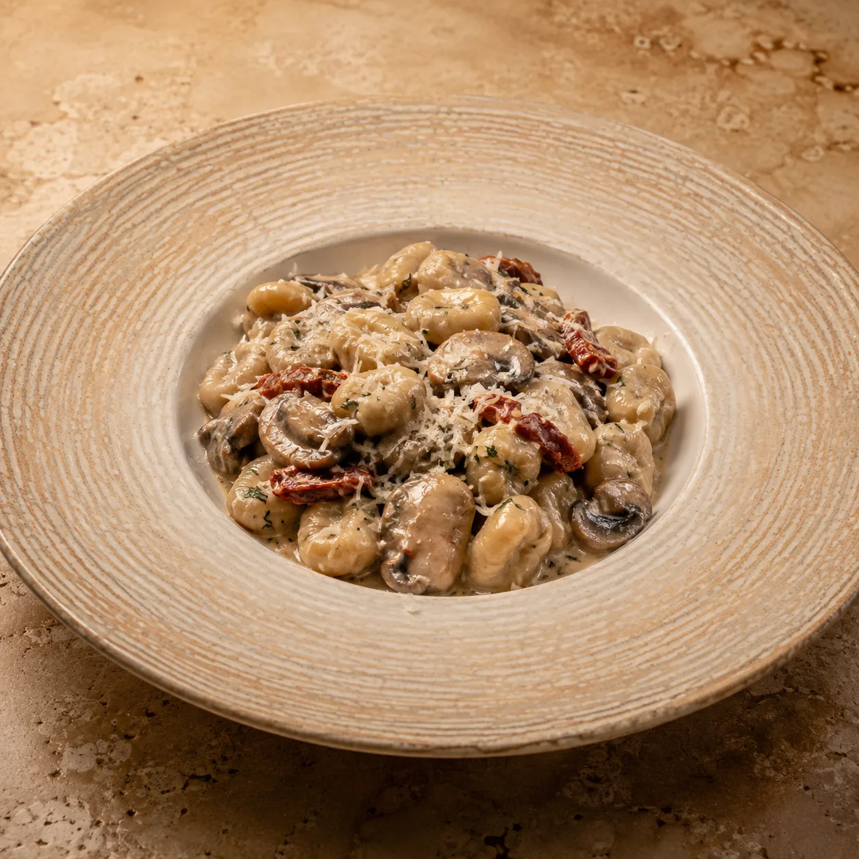 Kuru Domatesli Mantarlı Gnocchi